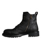 Black Lace Up Mid Calf Boots Men Shoes