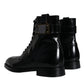 Black Logo Lace Up Mid Calf Men Boots Shoes