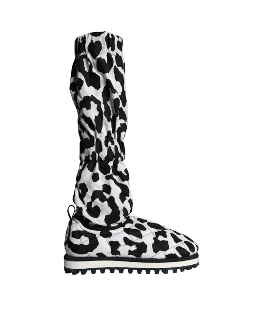 Black White Leopard Quilted Men Boots Sneakers Shoes