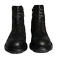 Black Lace Up Mid Calf Boots Men Shoes