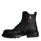 Black Lace Up Mid Calf Boots Men Shoes