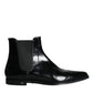 Black Leather Chelsea Ankle Boots Shoes