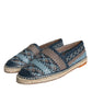 Blue Gray Woven Leather Buffalo Espadrille Shoes