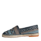 Blue Gray Woven Leather Buffalo Espadrille Shoes