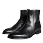 Black Calf Leather Men Ankle Boots Men Shoes