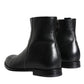 Black Calf Leather Men Ankle Boots Men Shoes