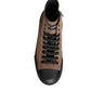 Black Brown Denim High Top Men Sneakers Shoes