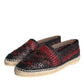 Black Maroon Woven Leather Buffalo Men Espadrille Shoes