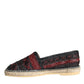 Black Maroon Woven Leather Buffalo Men Espadrille Shoes