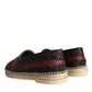 Black Maroon Woven Leather Buffalo Men Espadrille Shoes