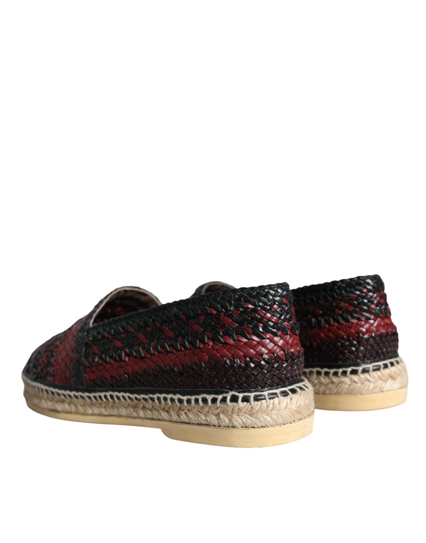 Black Maroon Woven Leather Buffalo Men Espadrille Shoes