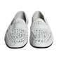 White Woven Leather Slip On Loafers Men Shoes