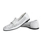 White Woven Leather Slip On Loafers Men Shoes