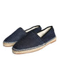 Blue Denim Cotton Leather Espadrilles Shoes