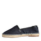 Blue Denim Cotton Leather Espadrilles Shoes