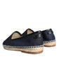 Blue Denim Cotton Leather Espadrilles Shoes