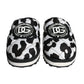 Black White Quilted Logo Sandals Slides Shoes