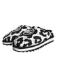 Black White Quilted Logo Sandals Slides Shoes