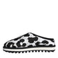 Black White Quilted Logo Sandals Slides Shoes