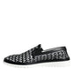 Black White Weaved Slip On Men Loafers Shoes