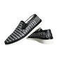 Black White Weaved Slip On Men Loafers Shoes