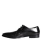 Black Calfskin Leather Derby Men Dress Shoes