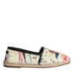 Beige Floral Canvas Espadrilles Slip On Shoes