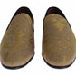 Golden Baroque Silk Dress Loafers