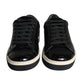 Black Leather Men Low Top Sneakers Shoes