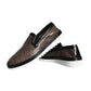 Brown Black Leather Weaved Men Loafers Shoes