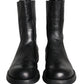 Black Horse Leather Mid Calf Boots Men Shoes