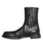 Black Horse Leather Mid Calf Boots Men Shoes