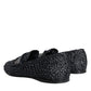 Black Woven Raffia Slip On Loafers Men Shoes