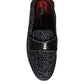 Black Woven Raffia Slip On Loafers Men Shoes