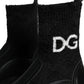 Black DG Logo Horse Sock Ankle Boots Shoes