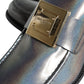 Silver Leather Logo Plaque Slip On Men Loafers Shoes