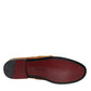 Brown Velvet Leather Logo Mocassin Slip On Shoes