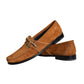 Brown Velvet Leather Logo Mocassin Slip On Shoes