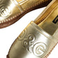 Gold Leather Loafers Flats Espadrille Shoes