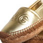 Gold Leather Loafers Flats Espadrille Shoes