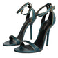 Dark Green Calf Leather Heels Sandals Shoes