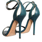 Dark Green Calf Leather Heels Sandals Shoes