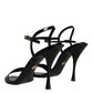 Black KEIRA Leather Heels Sandals Shoes