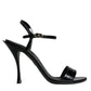 Black KEIRA Leather Heels Sandals Shoes