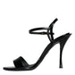 Black KEIRA Leather Heels Sandals Shoes