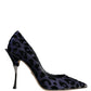 Dark Blue Leopard Lurex Heels Pumps Shoes