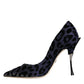 Dark Blue Leopard Lurex Heels Pumps Shoes