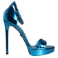 Metallic Blue Leather Keira Sandals Shoes