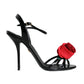 Black Leather Rose Ankle Strap Keira Sandals Shoes