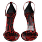 Red Leopard Leather Ankle Strap Keira Sandals Shoes